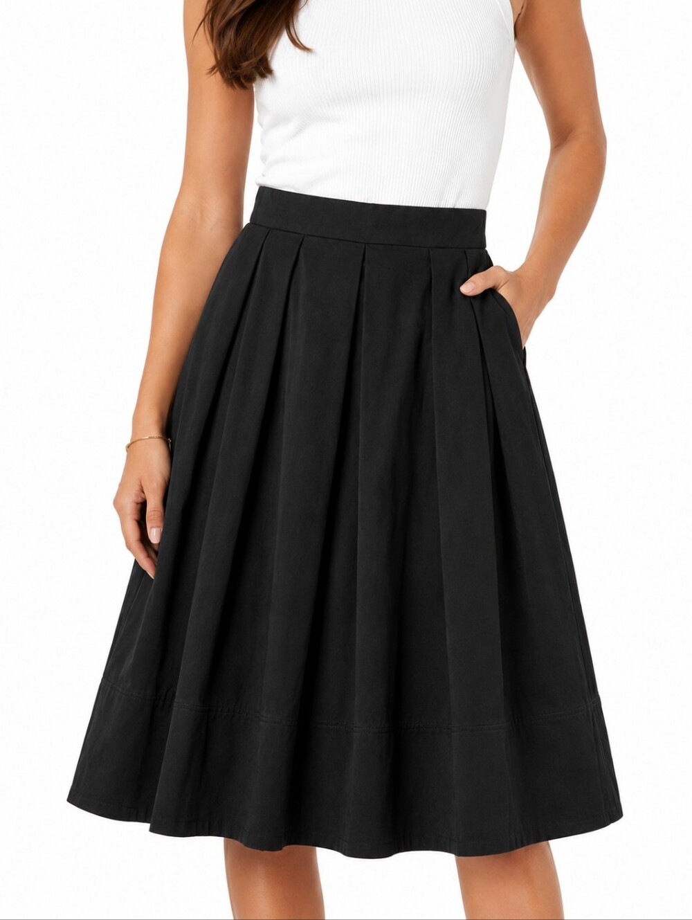 1901 Black Pleated A-Line Skirt – Size 12